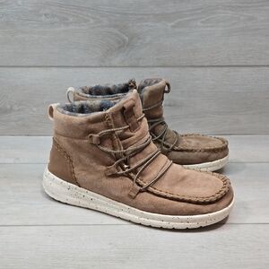 Hey Dude Women Eloise Suede Nut Ankle Boots Shoes Sneakers High Top Sz 7